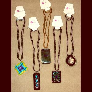 Hand-Blown Glass Pendants on Double Beaded Chain.